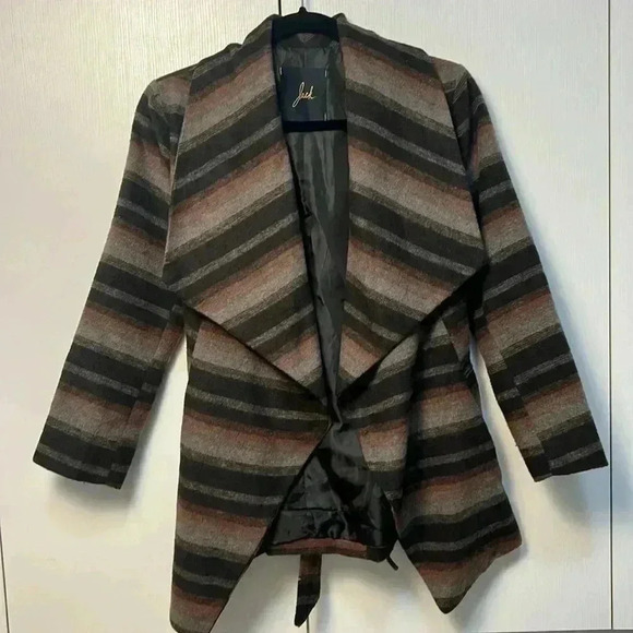 Jack brown striped draped jacket with lining size XS - Picture 1 of 8